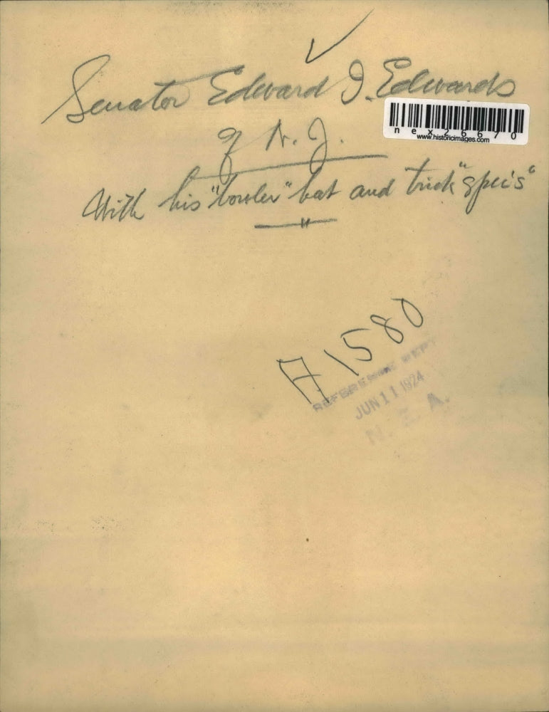 1924 Press Photo Senator Edward L. Edwards of new Jersey
