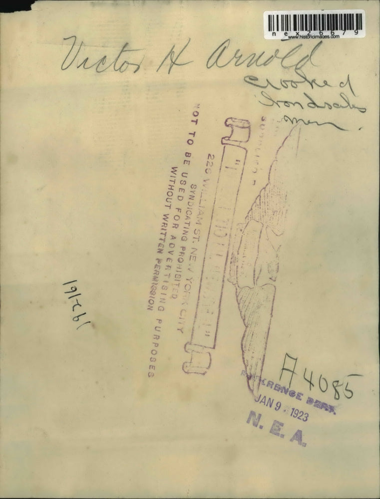 1923 Press Photo Victor H. Arnold. - nex26679