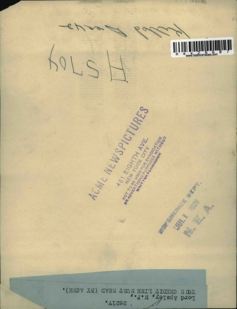 1926 Press Photo Lord Apsley, M.P. - nex26687