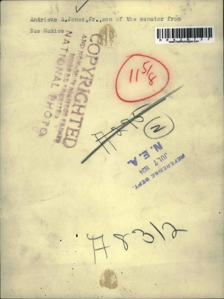 1924 Press Photo Andrieus A. Jones Jr, Son of New Mexico Senator Fishing