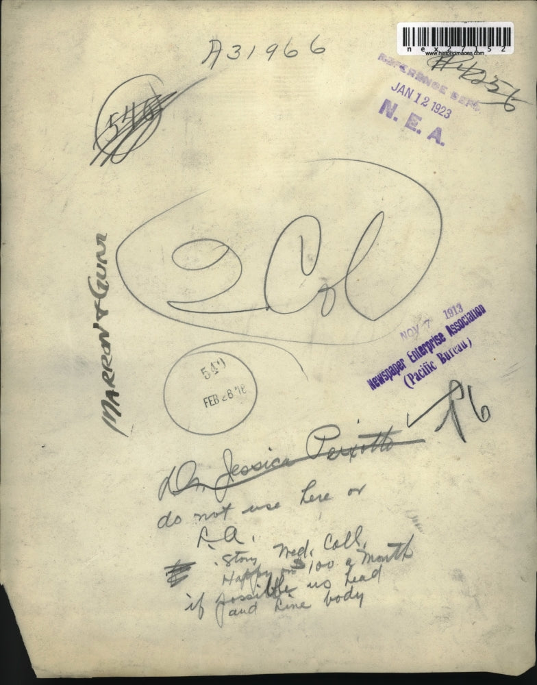 1913 Press Photo Dr. Jessica Perxitto