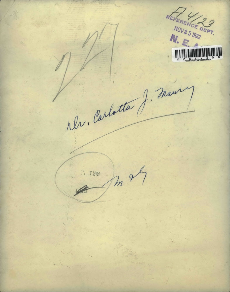 1922 Press Photo Charlotte J. Maury. - nex27368