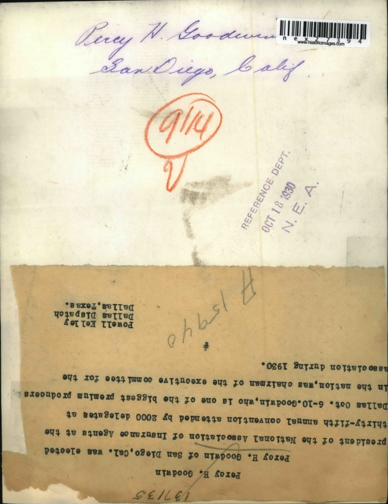 1930 Press Photo Percey H. Goodwin elected president of the National Association