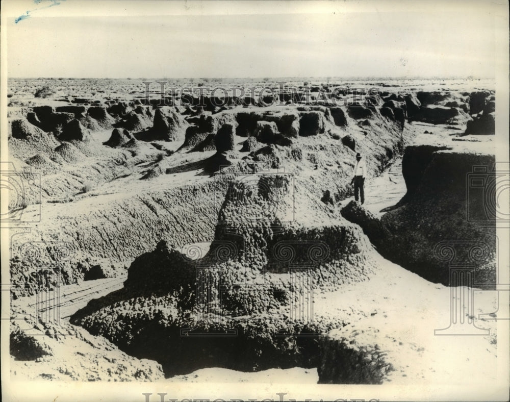 1934 Press Photo Erosion of Fertile Soil Near Gila River, Arizona & New Mexico