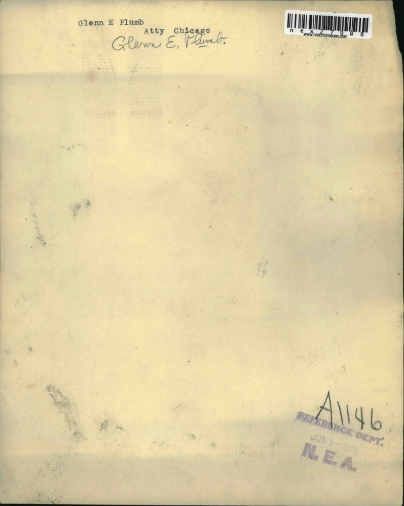 1928 Press Photo Glenn E Pliumb attorney of Chicago