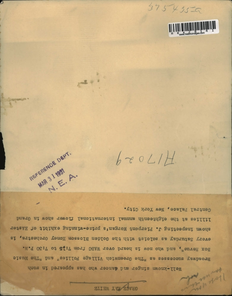 1931 Press Photo Grace Kay White, singer and dancer who has appeared in such