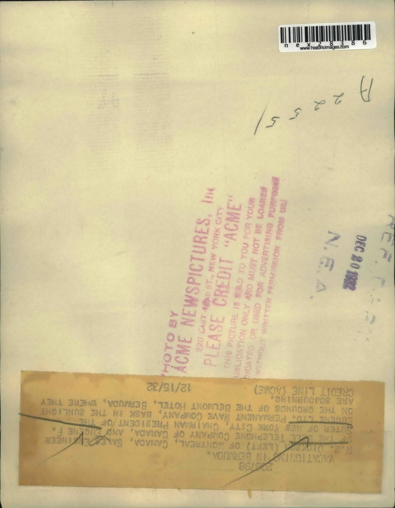 1932 Press Photo L-R RW Dickson of Montreal and Eugene Suter of New York City