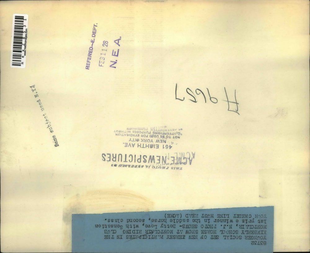 1928 Press Photo Montclair NJ Riding Club Betty Love on Sensation 1st prize