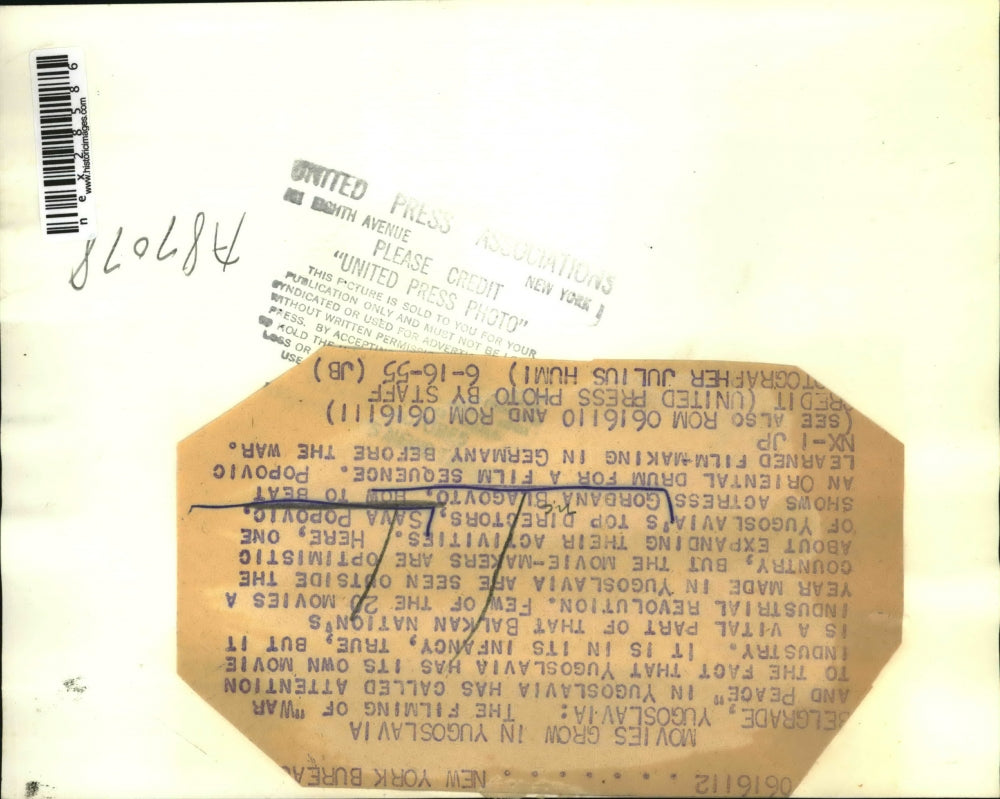 1955 Press Photo actress Gordana Blagovto, director Sava Popovic, Belgrade