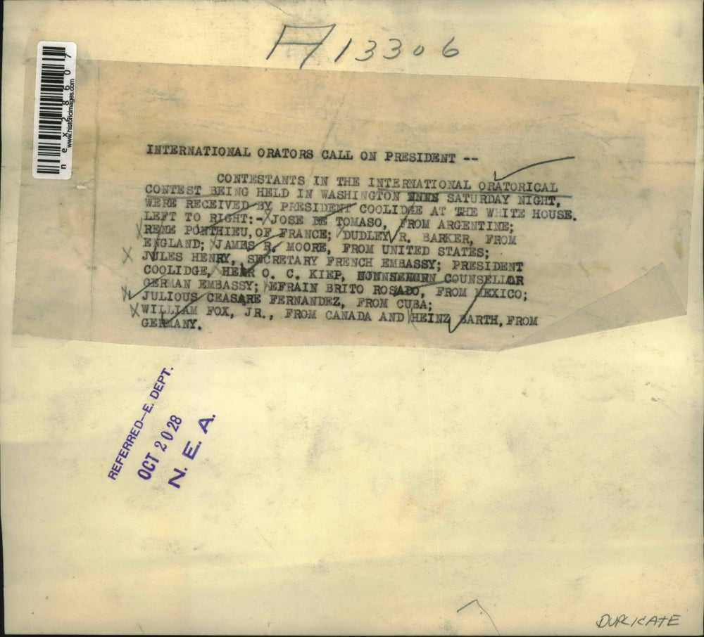 1928 Press Photo Intnal Orators contest J Tomaso, R Ponthieu, DR Barker