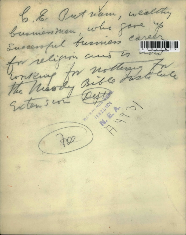 1924 Press Photo CE Putnam businessman turned to religion