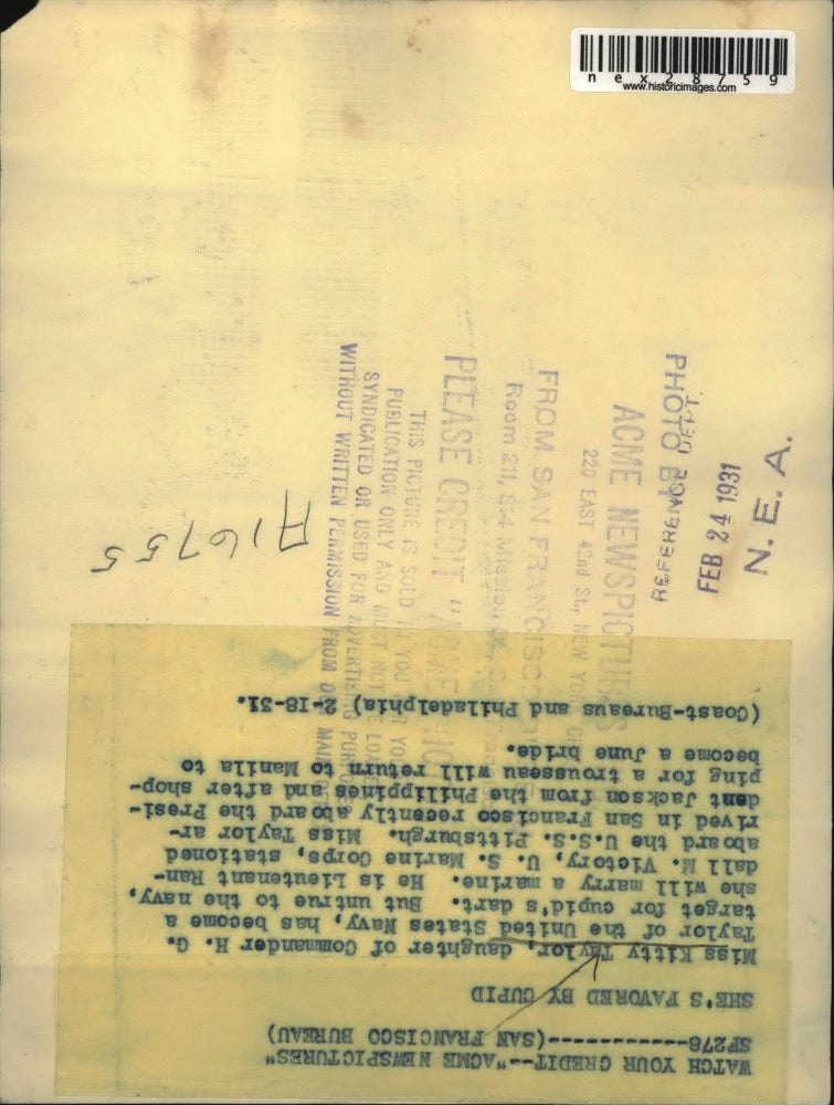 1931 Press Photo Miss Kitty Taylor daughter of Cmdr Taylor of US Navy