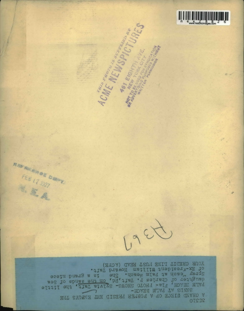 1927 Press Photo Sylvia Taft, grand niece of ex-President William Howard Taft.