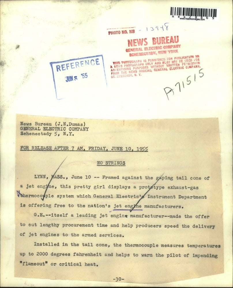 1955 Press Photo Lynn Mass. General Electric Instrument Department, exhaust