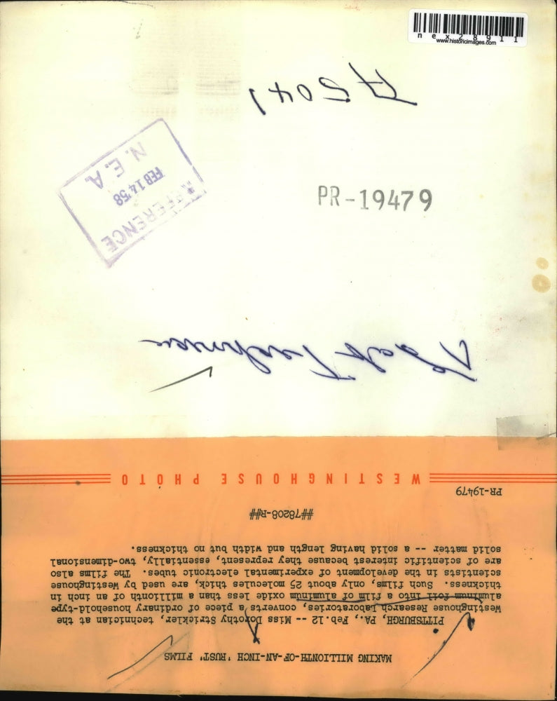 1958 Press Photo Dorothy Strickler, technician at the Westinghouse Lab