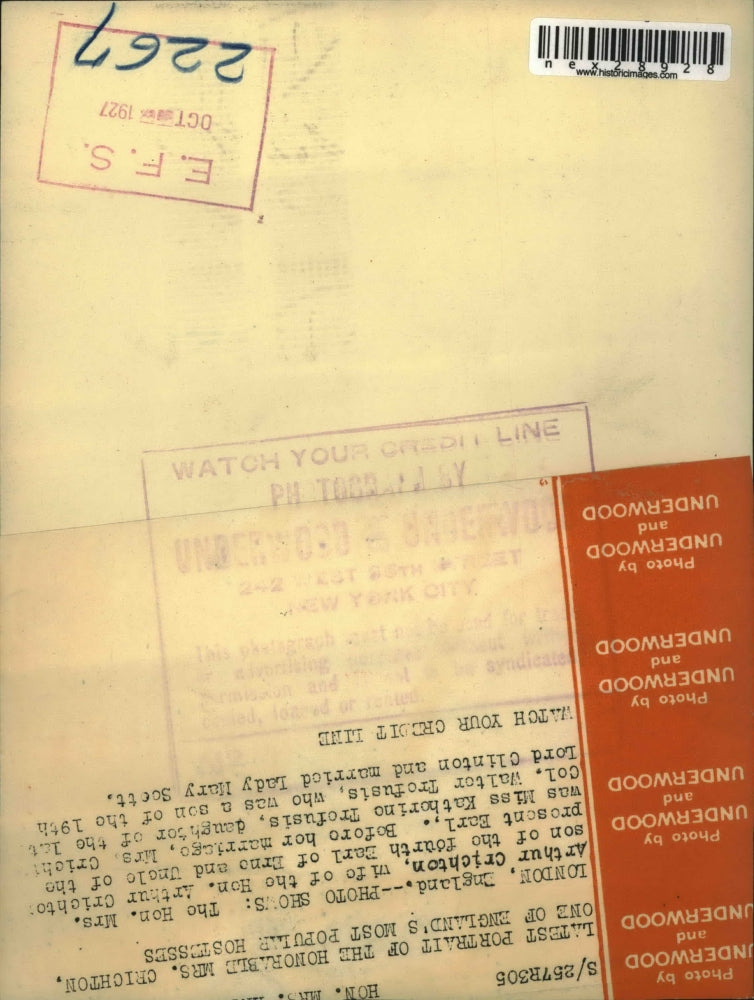 1927 Press Photo London England the Hon Mrs Arthur Crichton & family