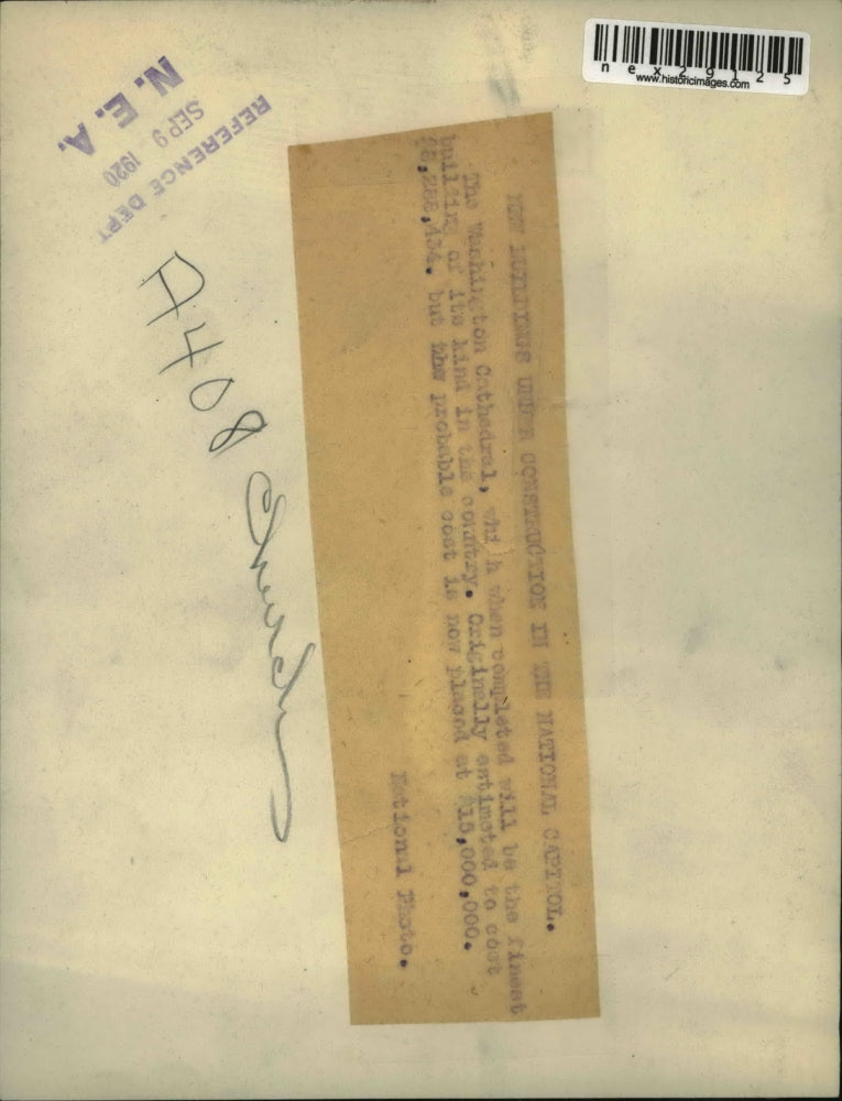 1920 Press Photo The Washington Cathedral