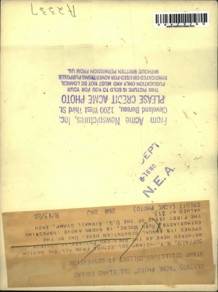 1940 Press Photo Buffalo NY American Philatelic Society Ruth Moore & airmail sta