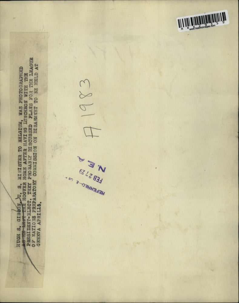 1929 Press Photo Hugh S Gibson US Minister to Belgium