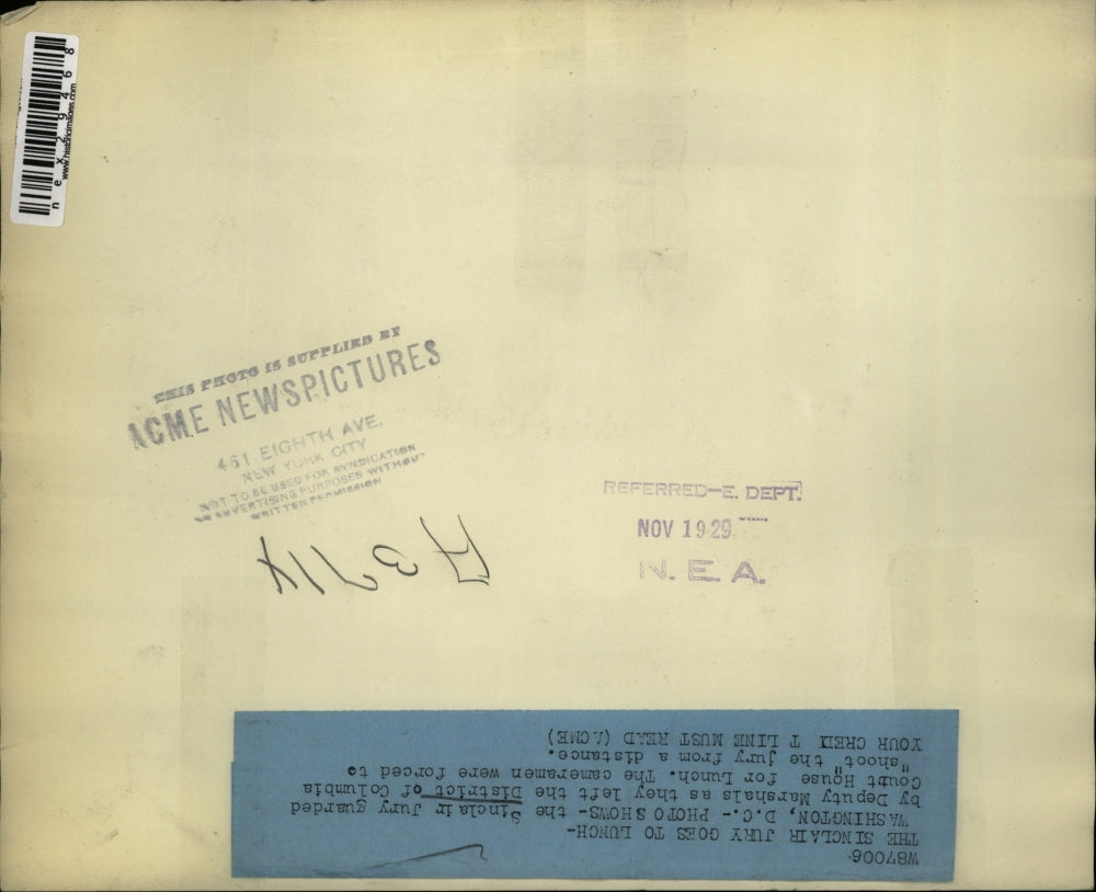 1929 Press Photo Wash DC Sinclair jury & Deputy Marshalls at court house