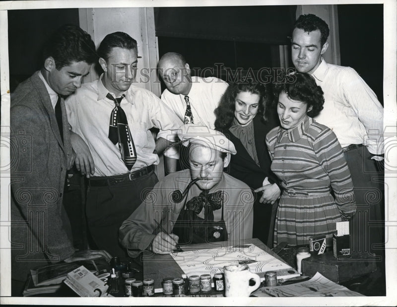 Load image into Gallery viewer, 1946 Press Photo Jim Moran, Dick Krolik, Bob Moore, Don Hoster, Laura McGalis
