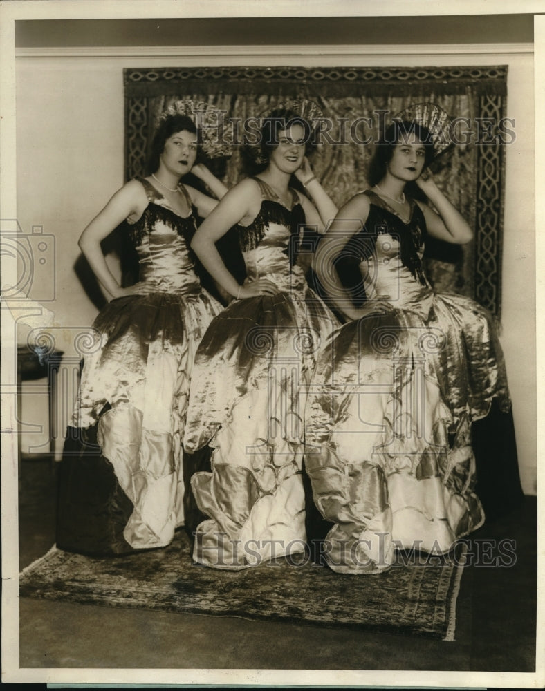 1929 Press Photo Louise McAnerney, Virginia Belcher, Mary Marston debutantes