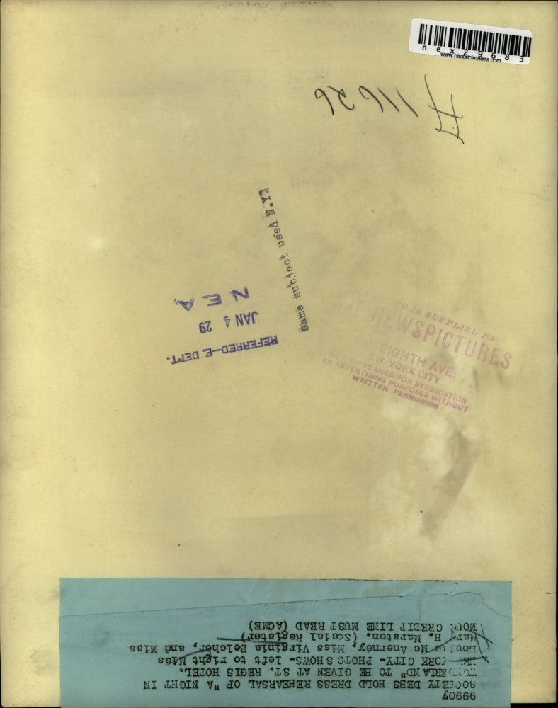 1929 Press Photo Louise McAnerney, Virginia Belcher, Mary Marston debutantes