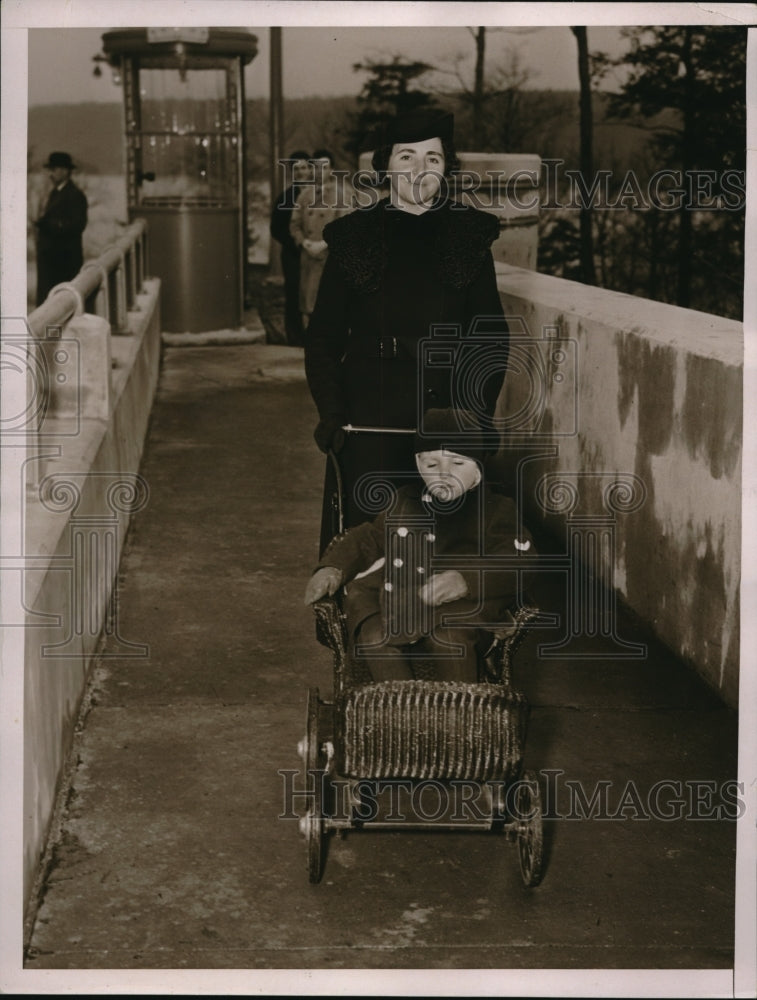Load image into Gallery viewer, 1936 Press Photo Mrs. Sol Kaufman and son, Lewis in Marble Hill, New York.
