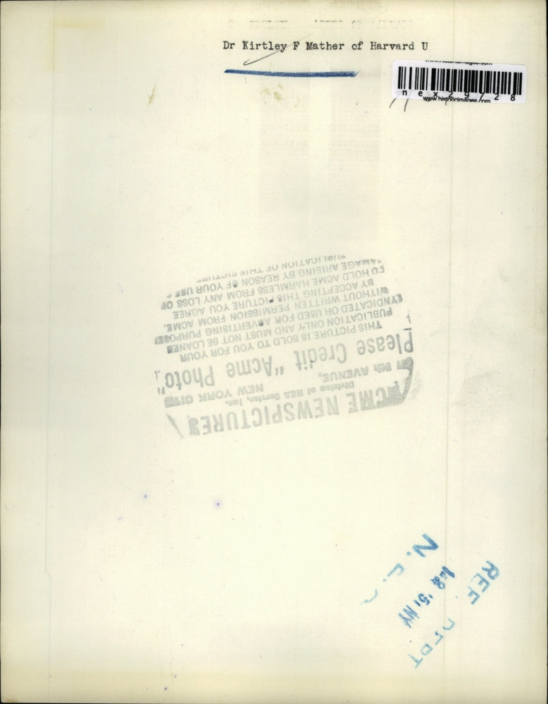 1951 Press Photo Dr Kirtley F Mather of Harvard prof of geology