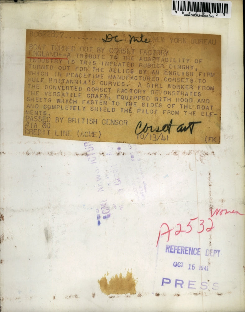 1941 Press Photo Boat turned out by corset factory in England.