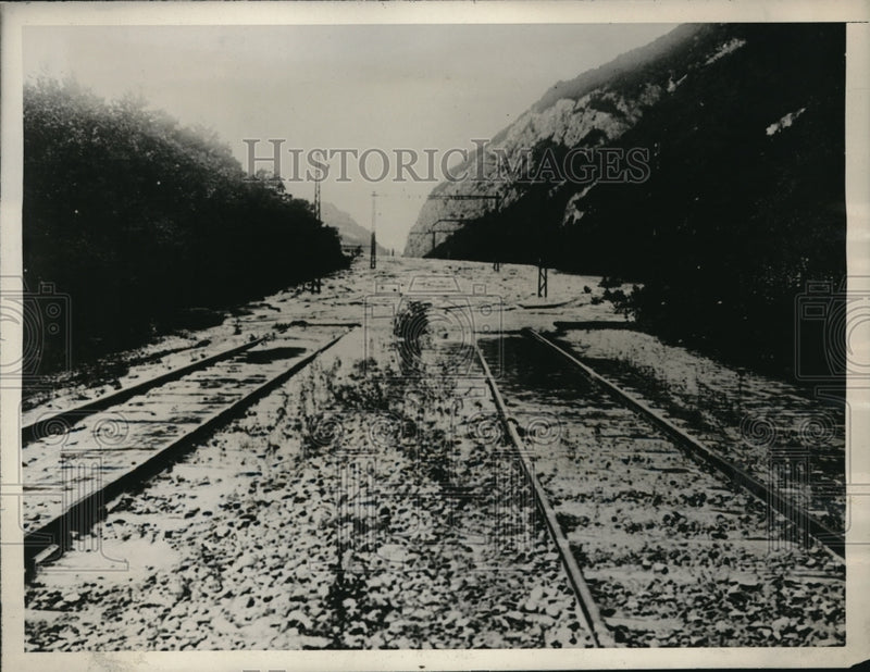 Load image into Gallery viewer, 1929 Press Photo Switzerland railway tracks ravaged by cyclone
