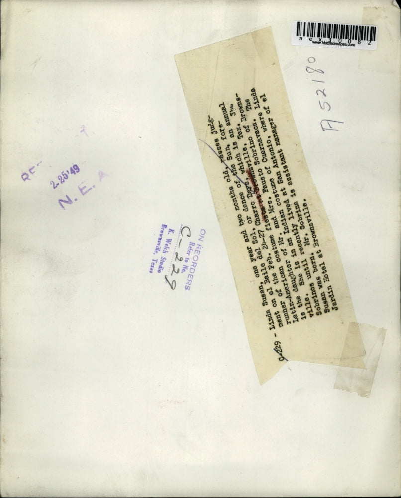 1949 Press Photo Linda Susan on el Baile del Sol or Dance of the Sun