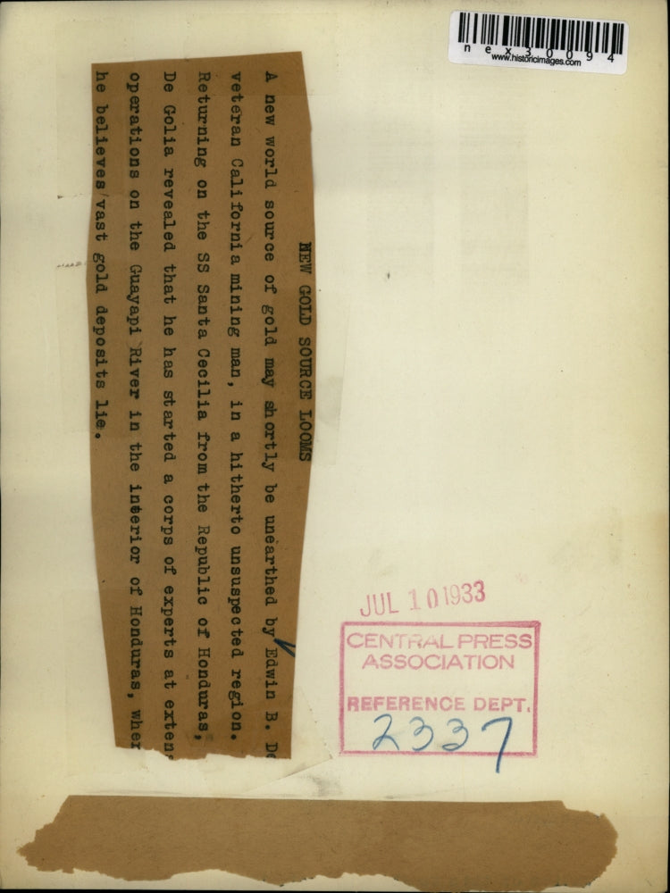 1933 Press Photo Veteran California mining man, Edwin B. D.