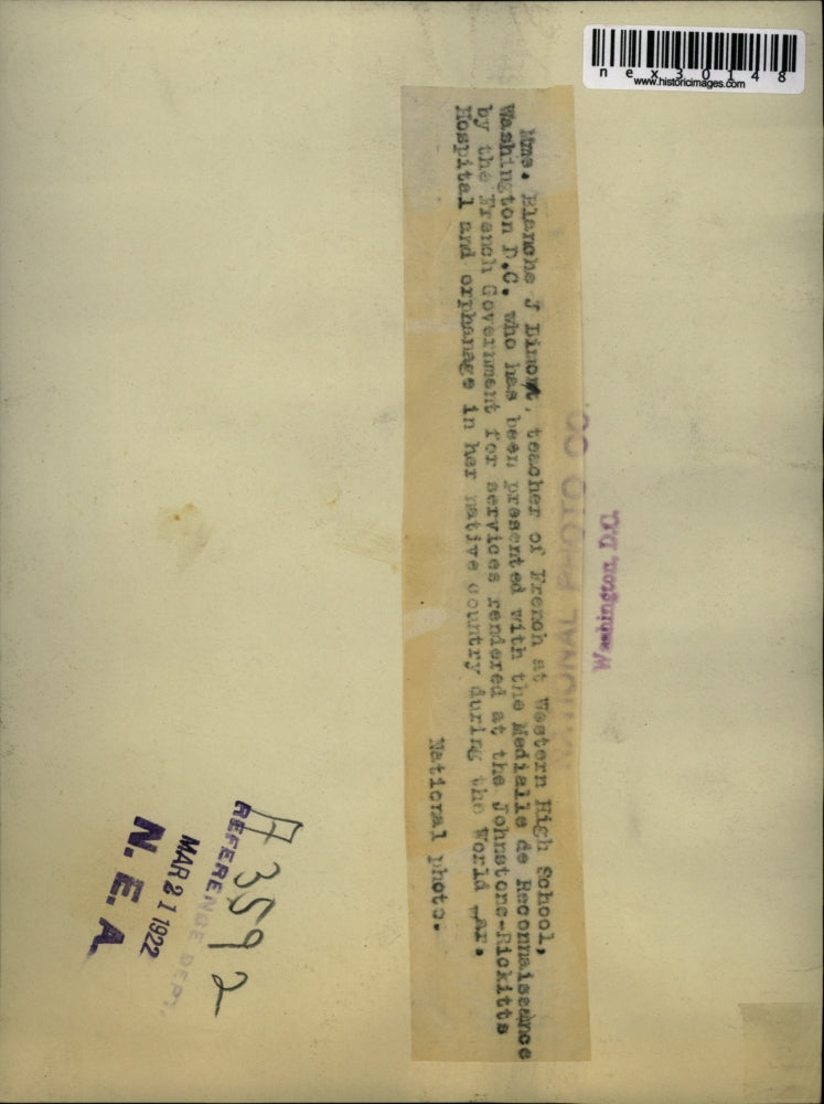 1922 Press Photo Mme Blanche Bimot teacher Western High School