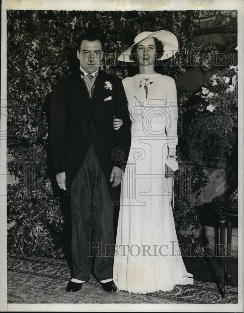 1934 Press Photo Pier Pascuale Spinelli Marries Franca Adriana Grossardi