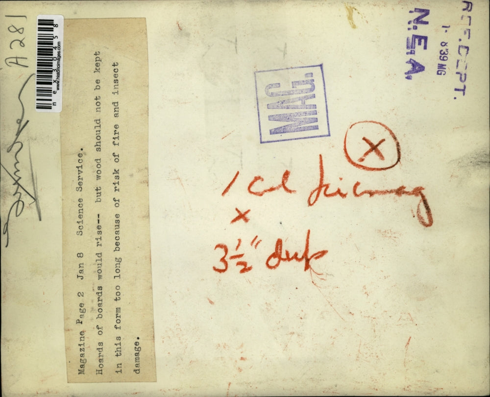 1939 Press Photo Hoard of Boards Ride because of risk of fire and insect damage