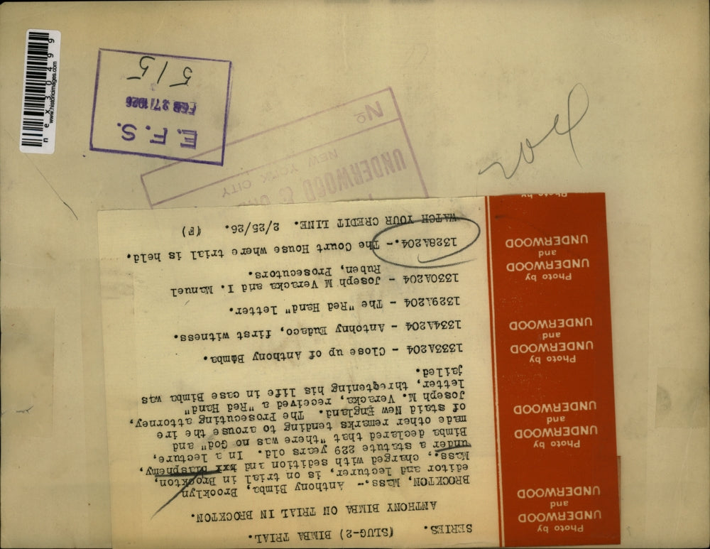 1926 Press Photo Anthony Bimba Brooklyn Editor on trial in Brookton Mass.