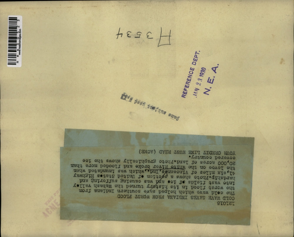 1930 Press Photo Vincennos Indiana recue by plane and sleds area flooded