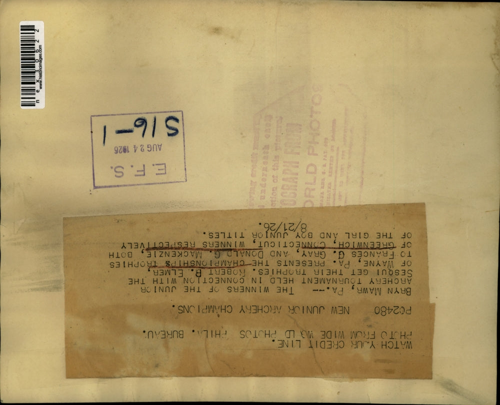 1926 Press Photo Bryn Mawr PA Rbt Elmer, F Gray & Don MacKenzie archery