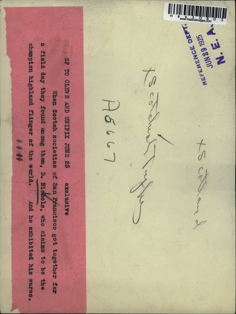 1925 Press Photo D. Nichols at Scotch society of San Francisco event.