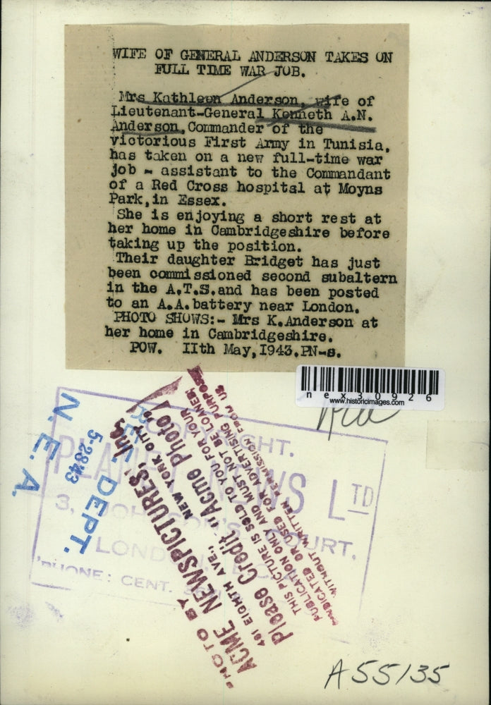 1943 Press Photo Mrs. Kathleen Anderson, assistant at the Red Cross Hospital