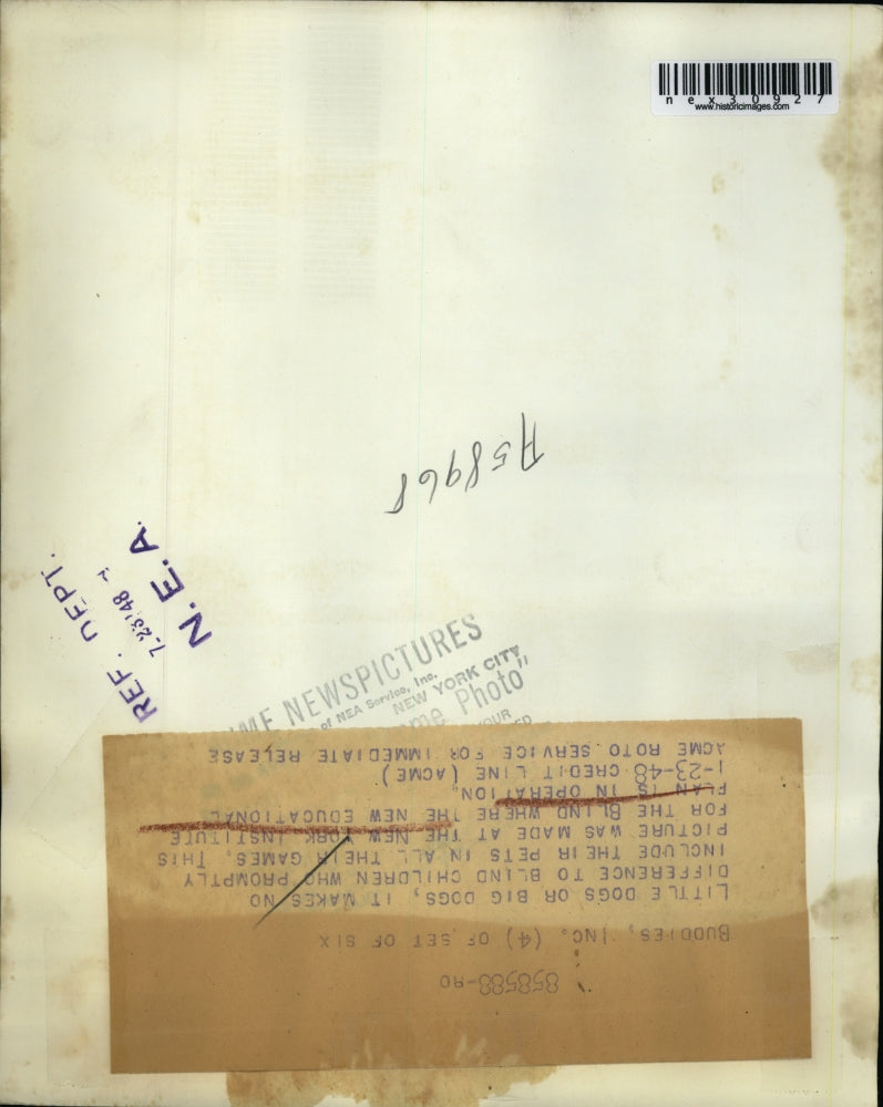 1948 Press Photo The little blind girl at New York Institute for the Blind