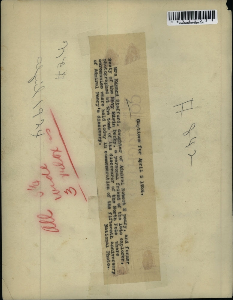 1924 Press Photo Mrs. Edward Stafford, Admiral Peary's daughter