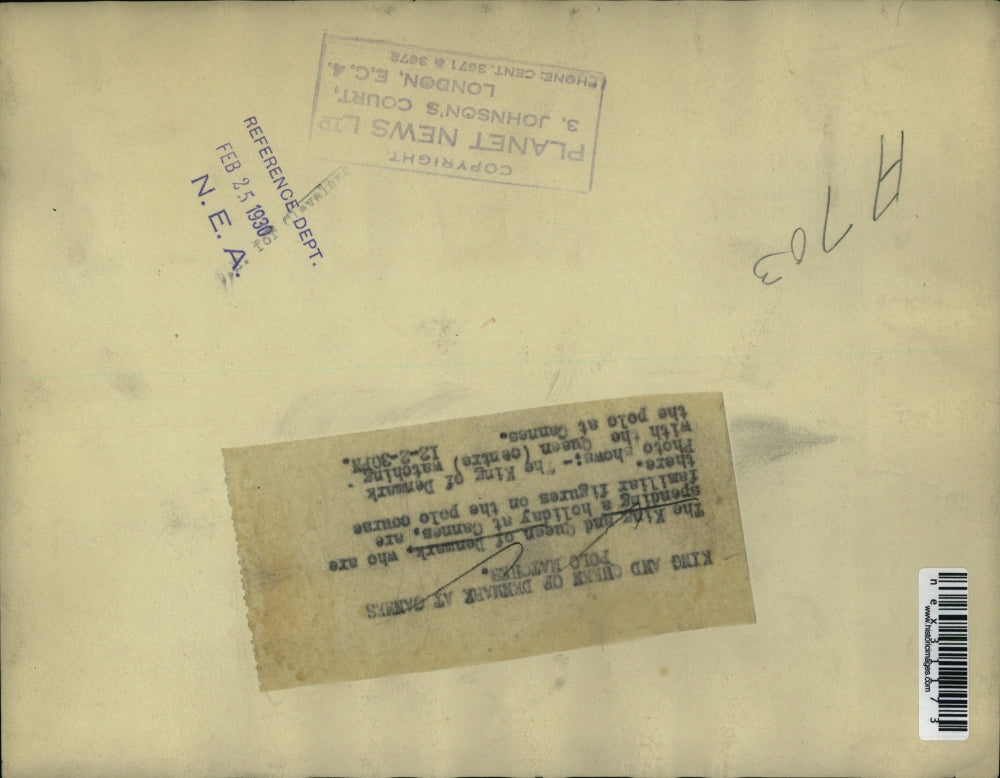 1930 Press Photo King and Queen of Denmark at Cannes Polo Matches