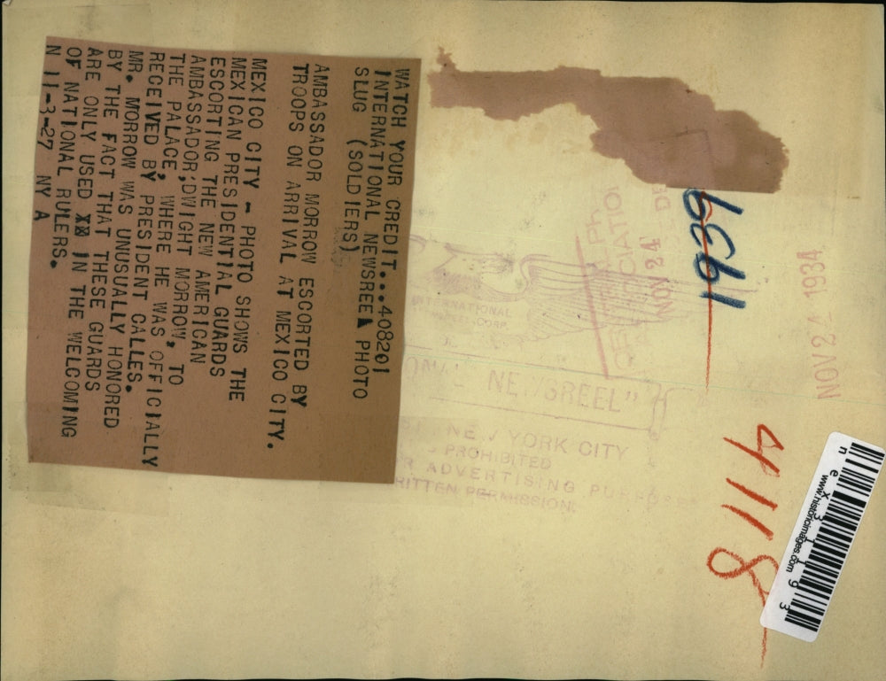 1927 Press Photo Mexican Presidential Guards escort the New American Ambassador