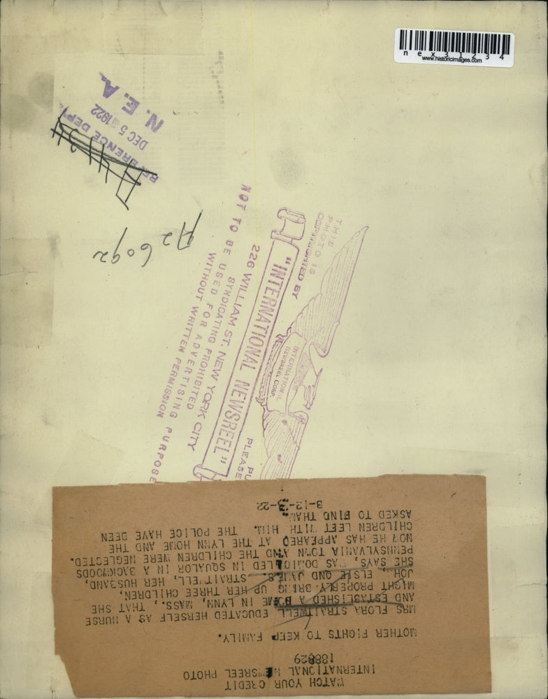 1922 Press Photo Flora Straitwell & Children, Lynn Massachusetts Custody Battle