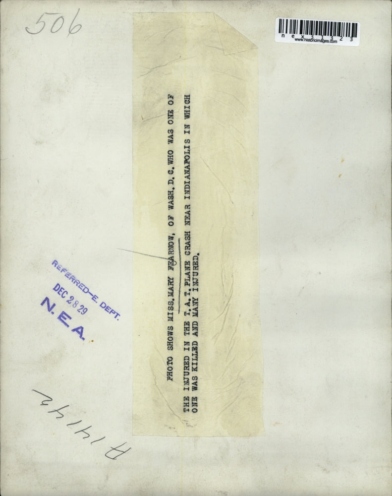 1929 Press Photo Ms. Mary Fearnow of Washington D.C.