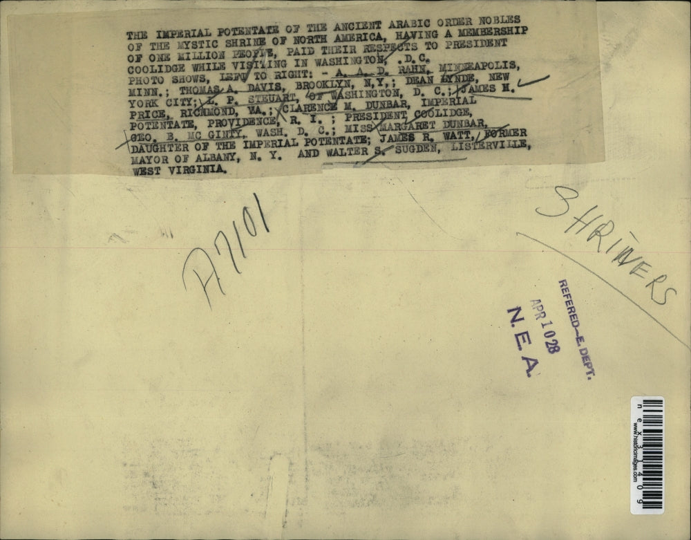 1928 Press Photo The Imperial Potentate of the Ancient Arabic Order Nobles