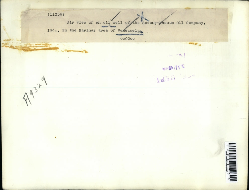 1949 Press Photo Air view of oil well of Socony Vacuum Oil Co in Venezuela