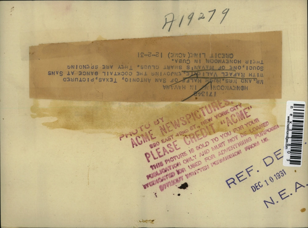 1931 Press Photo Mr & Mrs Hugh Halfe of San Antonio Tex & R Valiente in Havana